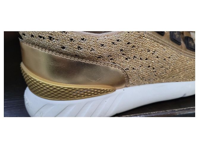 Louis Vuitton Gold Knit Fabric Leather Aftergame Sneakers Sz.40 Pre-Owned - view 7