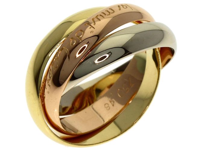 Anello in oro 18K Cartier Trinity Rosa Bianco Giallo - vista 2