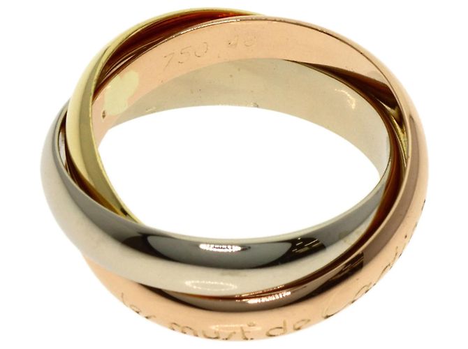 Anello in oro 18K Cartier Trinity Rosa Bianco Giallo - vista 3
