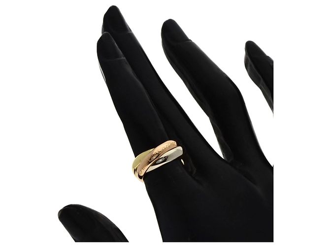 Anello in oro 18K Cartier Trinity Rosa Bianco Giallo - vista 4