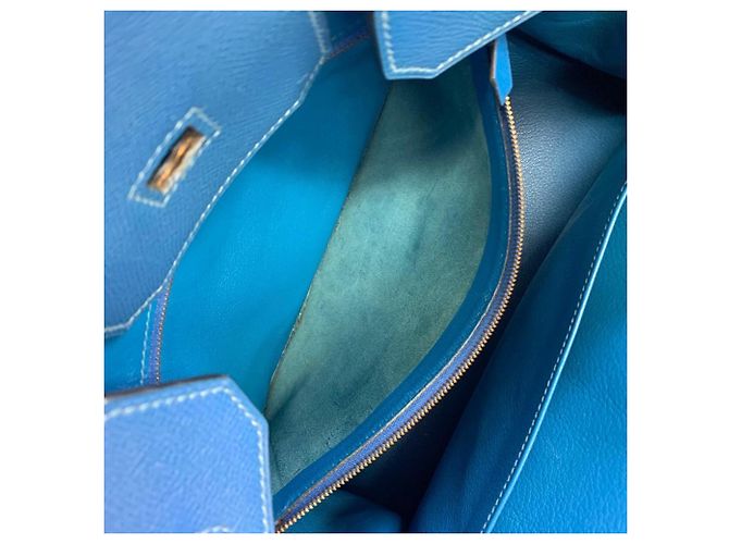Borsa Hermès Haut à Courroies 32 Blu - vista 8