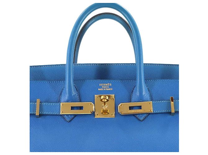 Borsa Hermès Haut à Courroies 32 Blu - vista 9