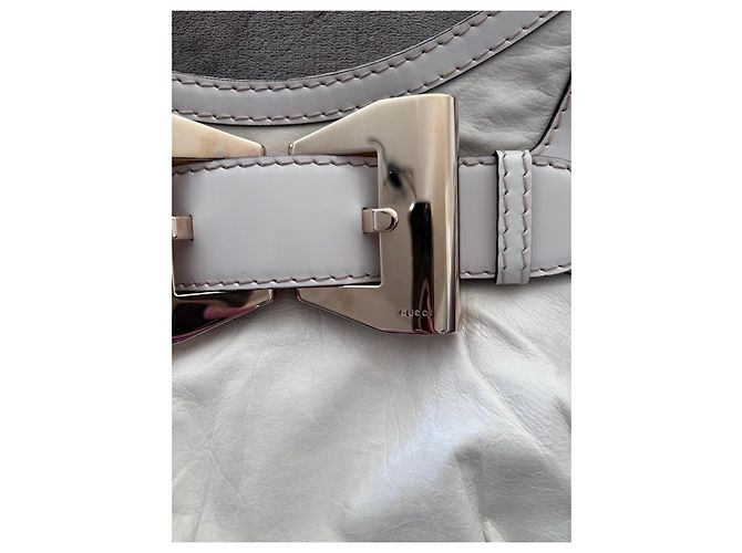 Bolsa de couro branca com fivela Gucci Branco - vista 2