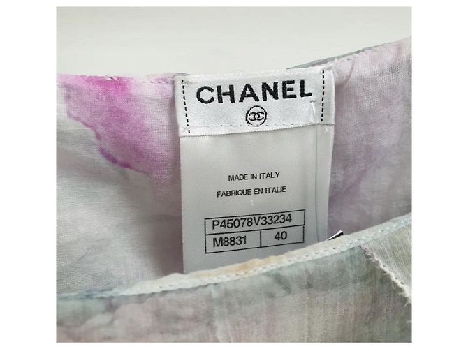 Chanel Seidenbluse mit Rüschendruck in Multicolor Größe 40 Gebraucht - Ansicht 3