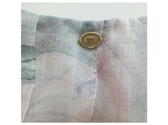 Chanel Seidenbluse mit Rüschendruck in Multicolor Größe 40 Gebraucht - Ansicht 4