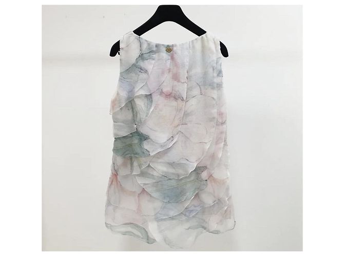 Chanel Seidenbluse mit Rüschendruck in Multicolor Größe 40 Gebraucht - Ansicht 5