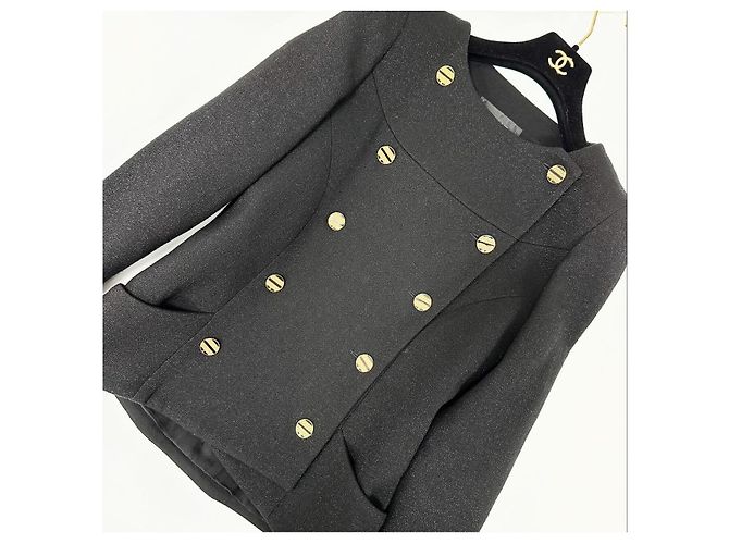CHANEL 19A Black Wool Jacket Blazer  Sz.38 Pre-Owned - view 2