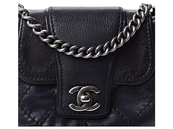 Chanel 14A Paris-Dallas Mini Borsa Messenger Classica in Pelle Caviar Nera Nero Silver hardware - vista 2