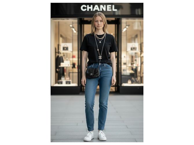 Chanel 14A Paris-Dallas Mini Borsa Messenger Classica in Pelle Caviar Nera Nero Silver hardware - vista 4