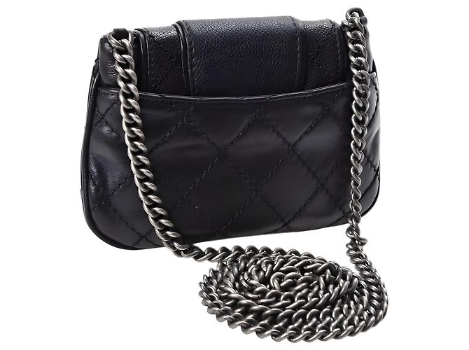 Chanel 14A Paris-Dallas Mini Borsa Messenger Classica in Pelle Caviar Nera Nero Silver hardware - vista 5