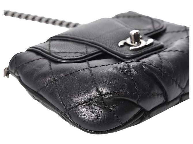 Chanel 14A Paris-Dallas Mini Borsa Messenger Classica in Pelle Caviar Nera Nero Silver hardware - vista 6