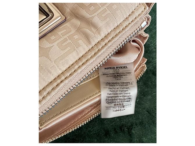 Sonia Rykiel Boyfriend Handtasche Beige Leder und Stoff - Ansicht 12