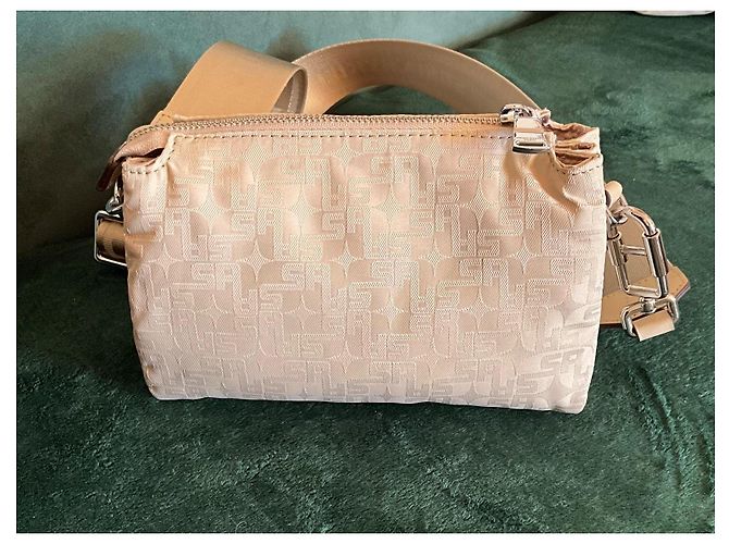 Sonia Rykiel Boyfriend Handtasche Beige Leder und Stoff - Ansicht 3