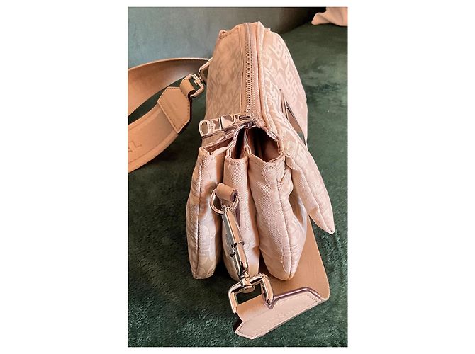 Sonia Rykiel Boyfriend Handtasche Beige Leder und Stoff - Ansicht 5