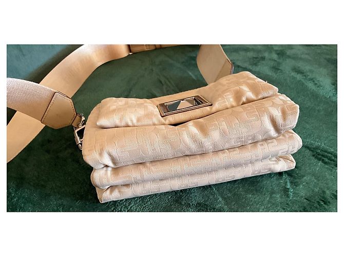 Sonia Rykiel Boyfriend Handtasche Beige Leder und Stoff - Ansicht 6