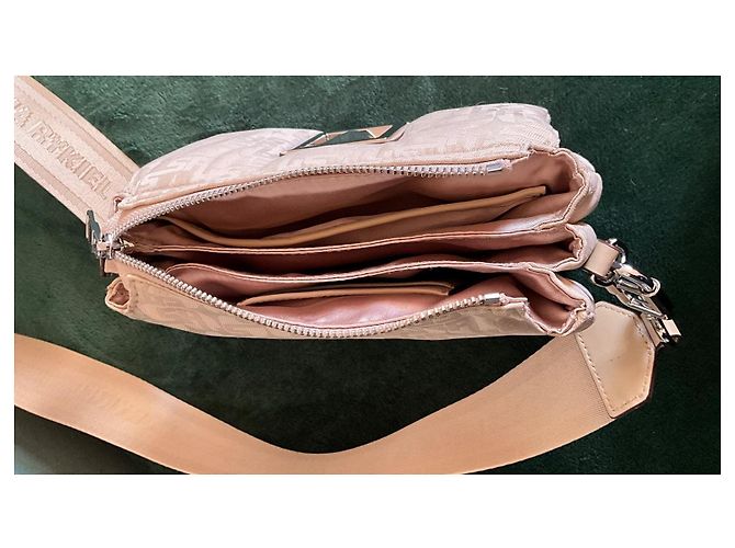 Sonia Rykiel Boyfriend Handtasche Beige Leder und Stoff - Ansicht 7