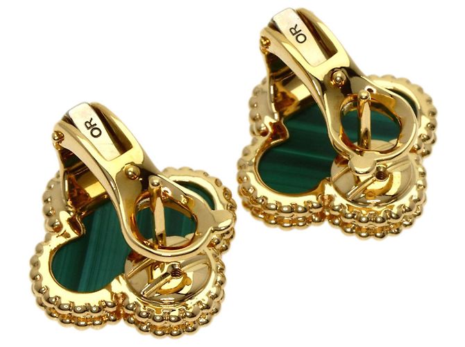 Vintage Alhambra Malachit Ohrringe von Van Cleef & Arpels - Ansicht 2