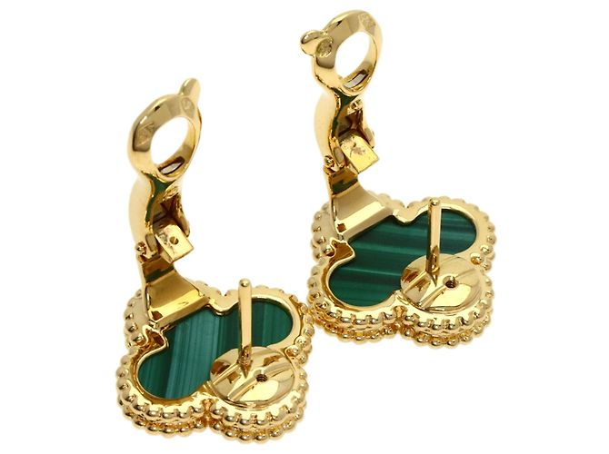 Vintage Alhambra Malachit Ohrringe von Van Cleef & Arpels - Ansicht 3