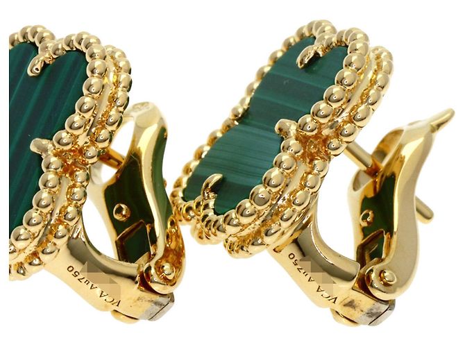Vintage Alhambra Malachit Ohrringe von Van Cleef & Arpels - Ansicht 4