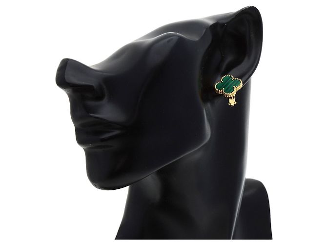 Vintage Alhambra Malachit Ohrringe von Van Cleef & Arpels - Ansicht 5