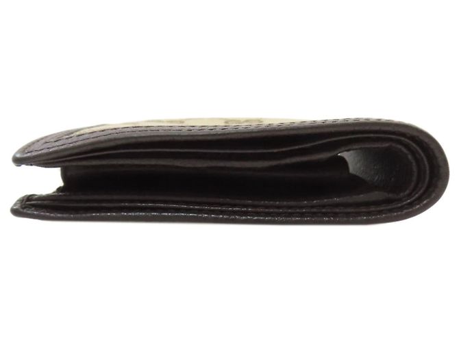 Portafoglio bi-fold Gucci in tela e pelle marrone - vista 3