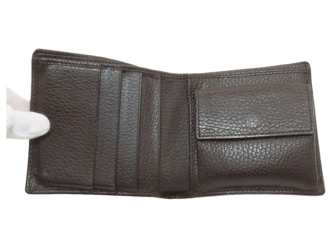 Portafoglio bi-fold Gucci in tela e pelle marrone - vista 4