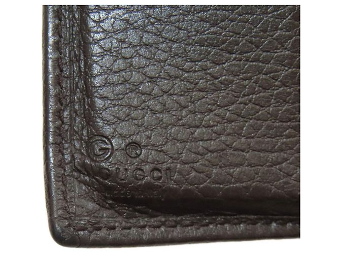 Portafoglio bi-fold Gucci in tela e pelle marrone - vista 8