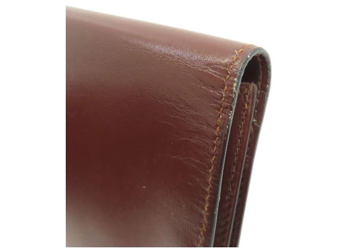 Hermès MC2 Fleming Lange Geldbörse Braun Rot - Ansicht 17
