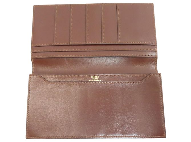 Hermès MC2 Fleming Lange Geldbörse Braun Rot - Ansicht 4
