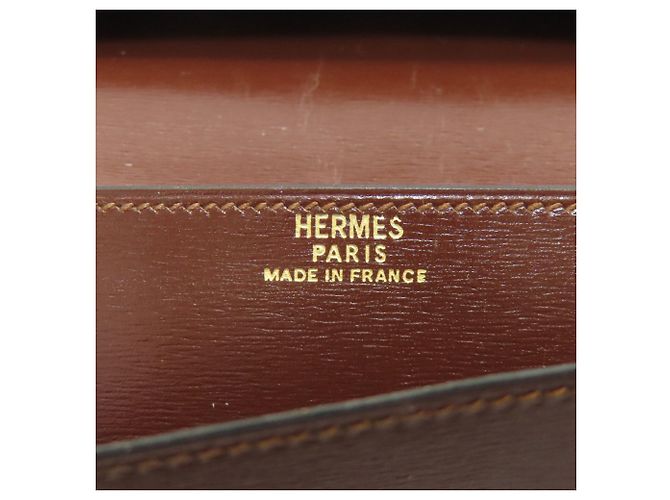 Hermès MC2 Fleming Lange Geldbörse Braun Rot - Ansicht 6