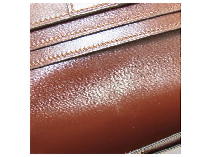Hermès MC2 Fleming Lange Geldbörse Braun Rot - Ansicht 8