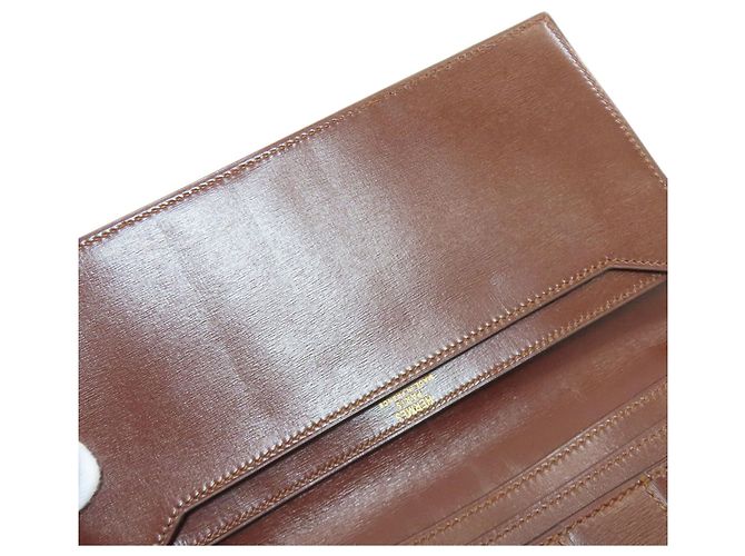 Hermès MC2 Fleming Lange Geldbörse Braun Rot - Ansicht 9