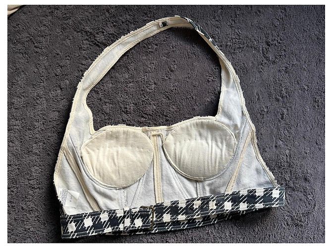Top bustier Alaïa estampado de pata de gallo Negro Blanco - vista 6
