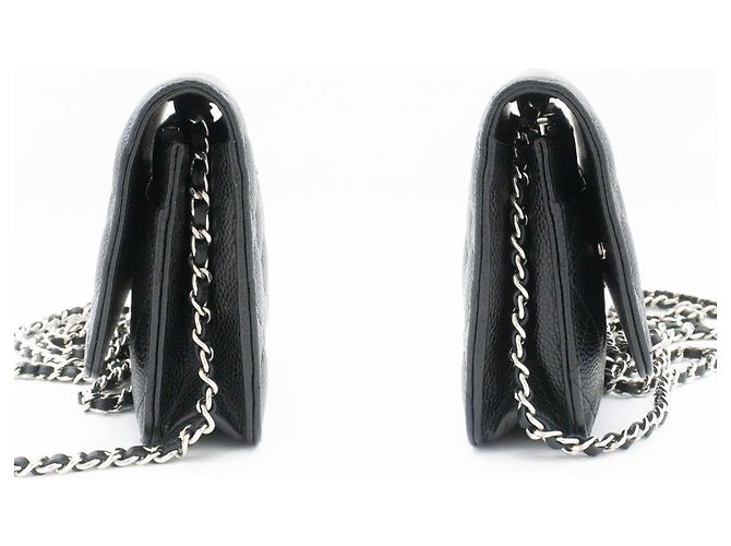 Wallet On Chain CHANEL Cartera con cadena de piel de ternera granulada negra Negro - view 5