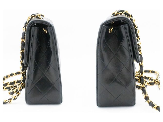 CHANEL Mini Quadrato Piccola Borsa a Catena a Spalla Nera in Agnello Nero - vista 5