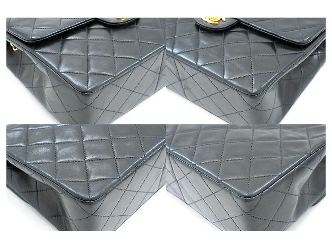 CHANEL Mini Quadrato Piccola Borsa a Catena a Spalla Nera in Agnello Nero - vista 6
