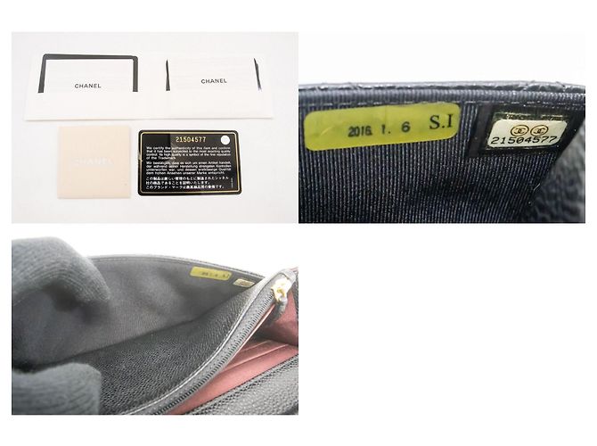 Wallet On Chain CHANEL Geldbörse mit Kette aus genarbtem Kalbsleder in Schwarz - Ansicht 9