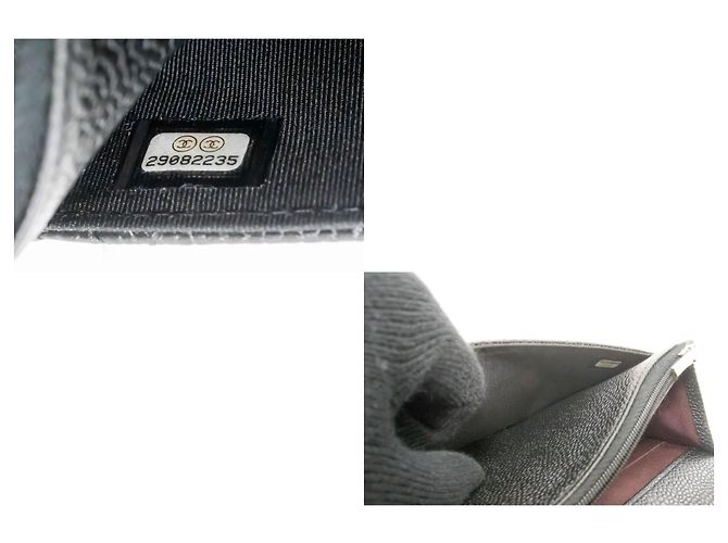 Wallet On Chain CHANEL Cartera con cadena de piel de ternera granulada negra Negro - vista 9