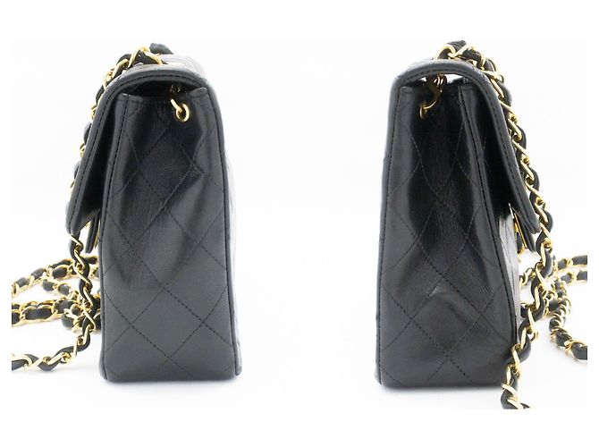 CHANEL Mini Quadrato Piccola Borsa a Catena a Spalla Nera in Agnello Nero - vista 5