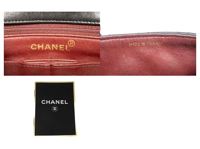 CHANEL Mini Quadrato Piccola Borsa a Catena a Spalla Nera in Agnello Nero - vista 8