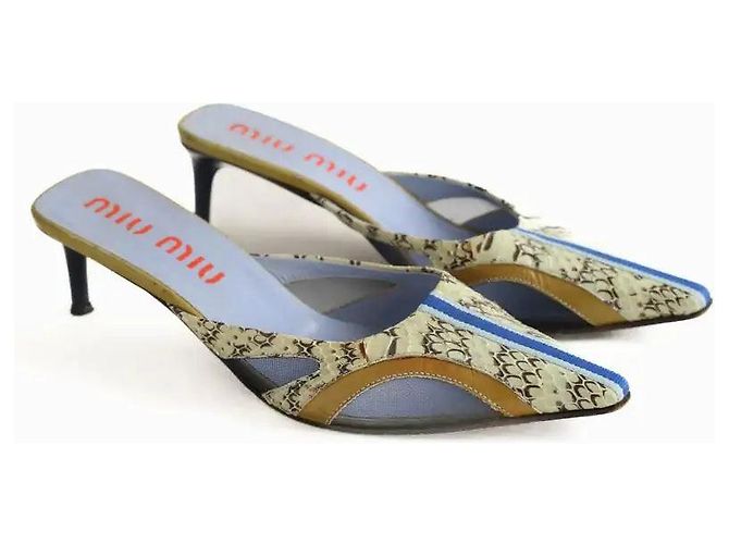 Miu Miu Mules azules - vista 3