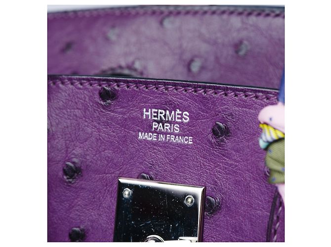 Hermès Birkin 30 in struzzo viola Porpora - vista 12