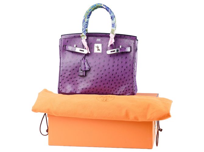 Hermès Birkin 30 in struzzo viola Porpora - vista 13