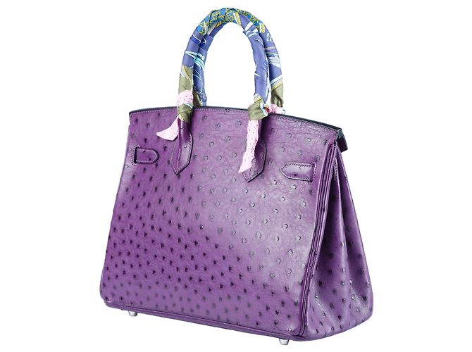 Hermès Birkin 30 in struzzo viola Porpora - vista 3