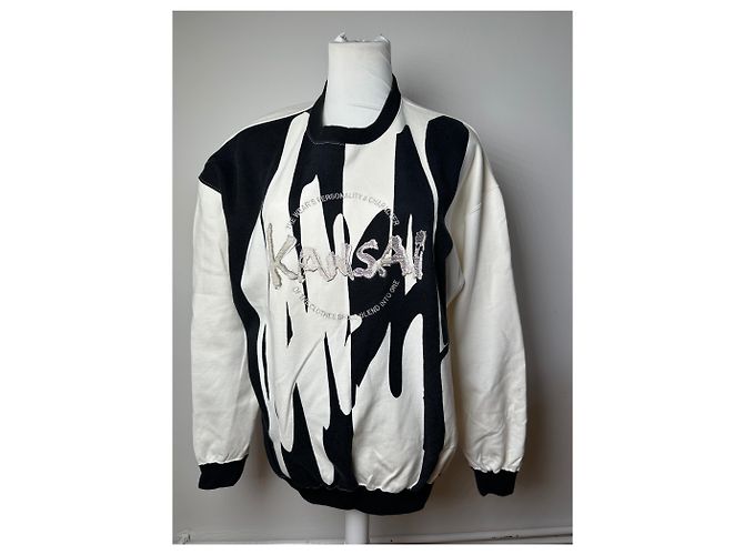 Autre Marque Pull ras du cou vintage Kansai Yamamoto noir et blanc M - vue 11