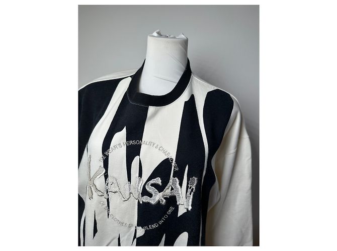 Autre Marque Pull ras du cou vintage Kansai Yamamoto noir et blanc M - vue 12