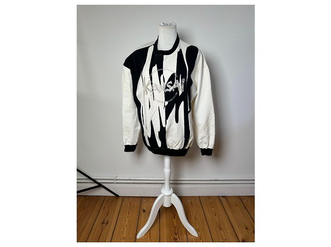 Autre Marque Pull ras du cou vintage Kansai Yamamoto noir et blanc M - vue 2