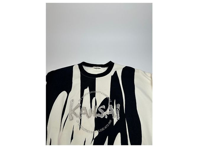 Autre Marque Pull ras du cou vintage Kansai Yamamoto noir et blanc M - vue 7