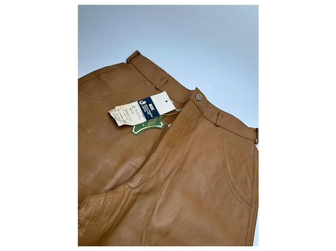Vintage Courreges Lederhosen braun M - Ansicht 2