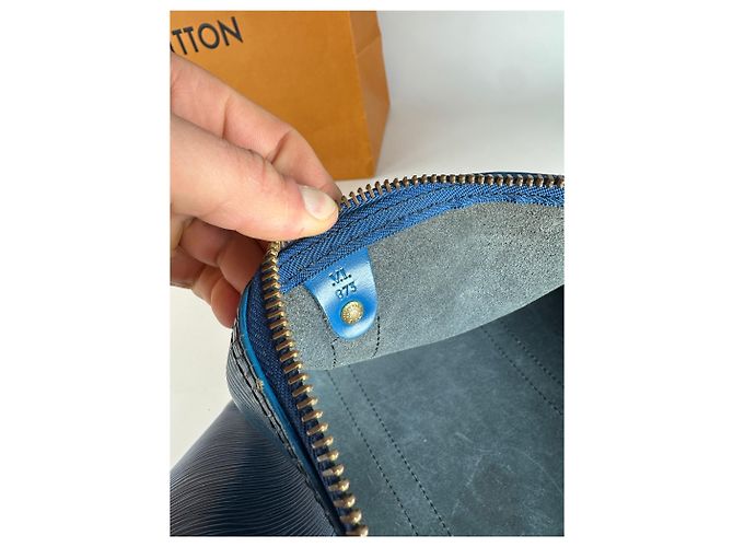 Keepall Vintage Louis Vuitton EPI Pelle Keepball 45 Blu - vista 4